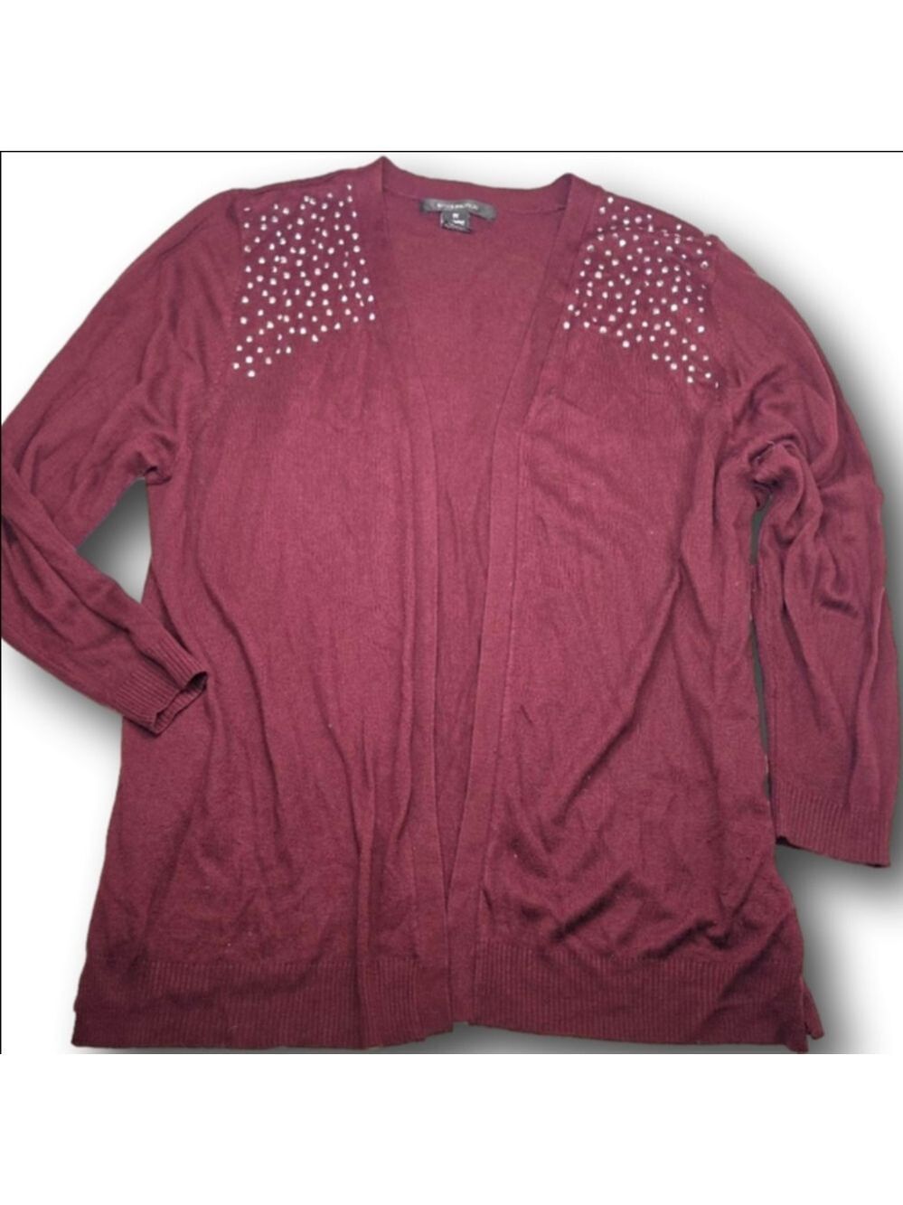 Women's 89th & Madison Burgundy Cardigan with Silver Studs 3X